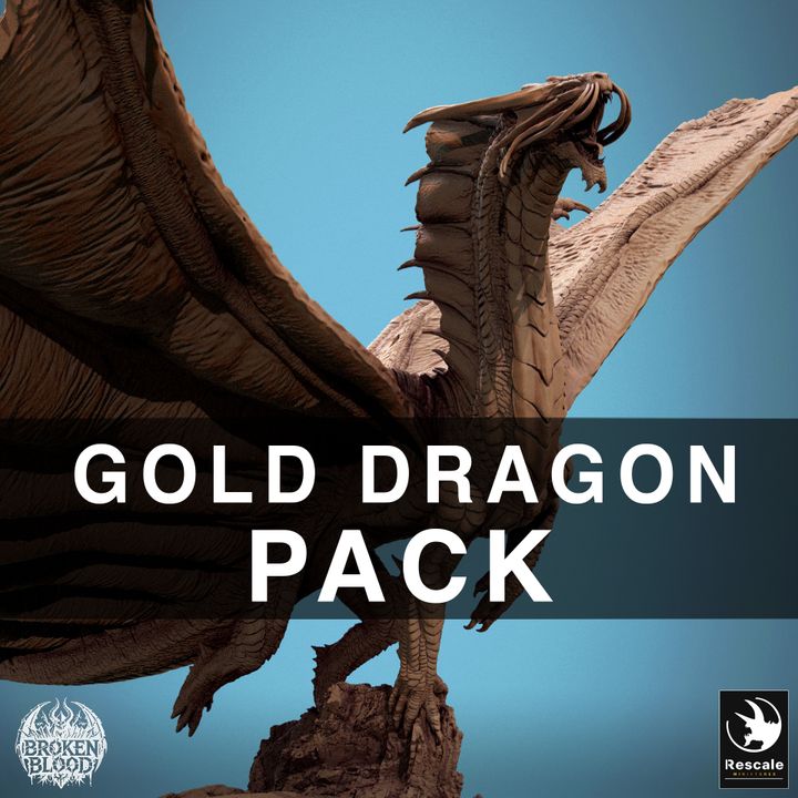 Pack Legendary Metallic Gold Dragon